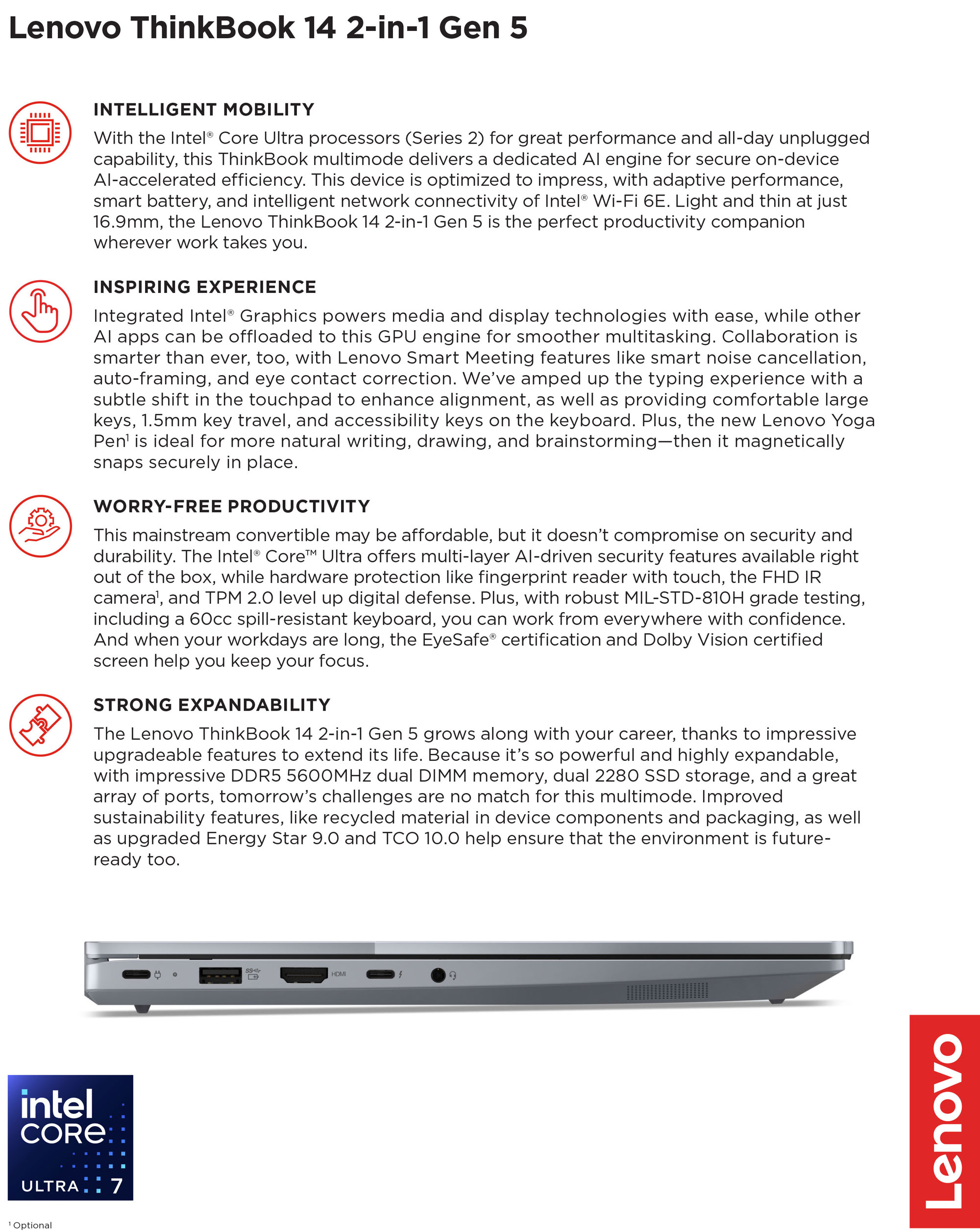 מחשב נייד לנובו טינקבוק Lenovo ThinkBook 14 2-in-1 Gen 5 Touch מחשב נייד לנובו טינקבוק Lenovo ThinkBook 14 2-in-1 Gen 5 Touch